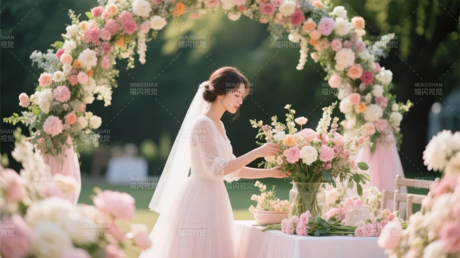 花拱下的新娘图片