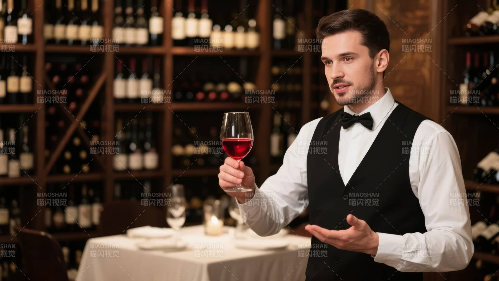 品酒师优雅品鉴红酒图片