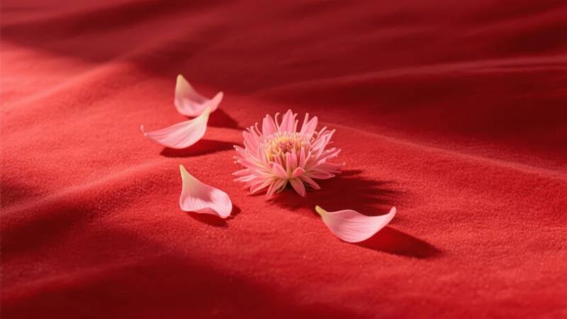 红布上的粉花图片