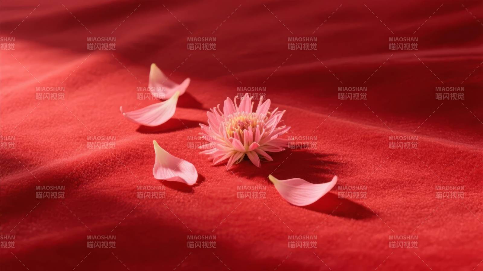 红布上的粉花图片