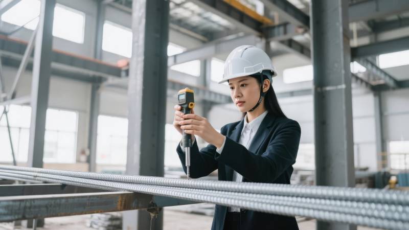 女工程师现场测量图片