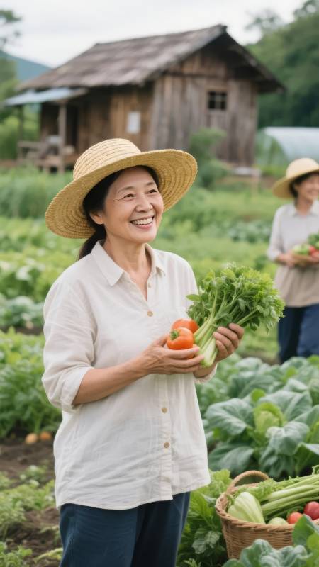 田园丰收笑颜图片