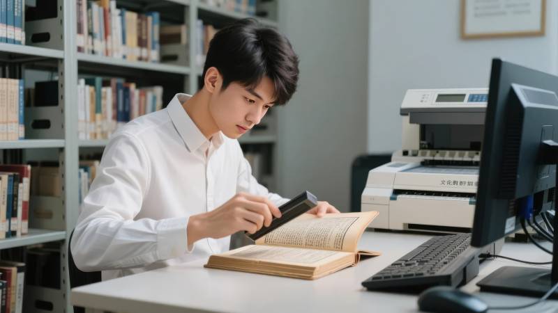 青年专注阅读书籍图片