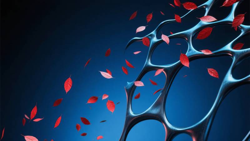 红叶飘舞的蓝网图片