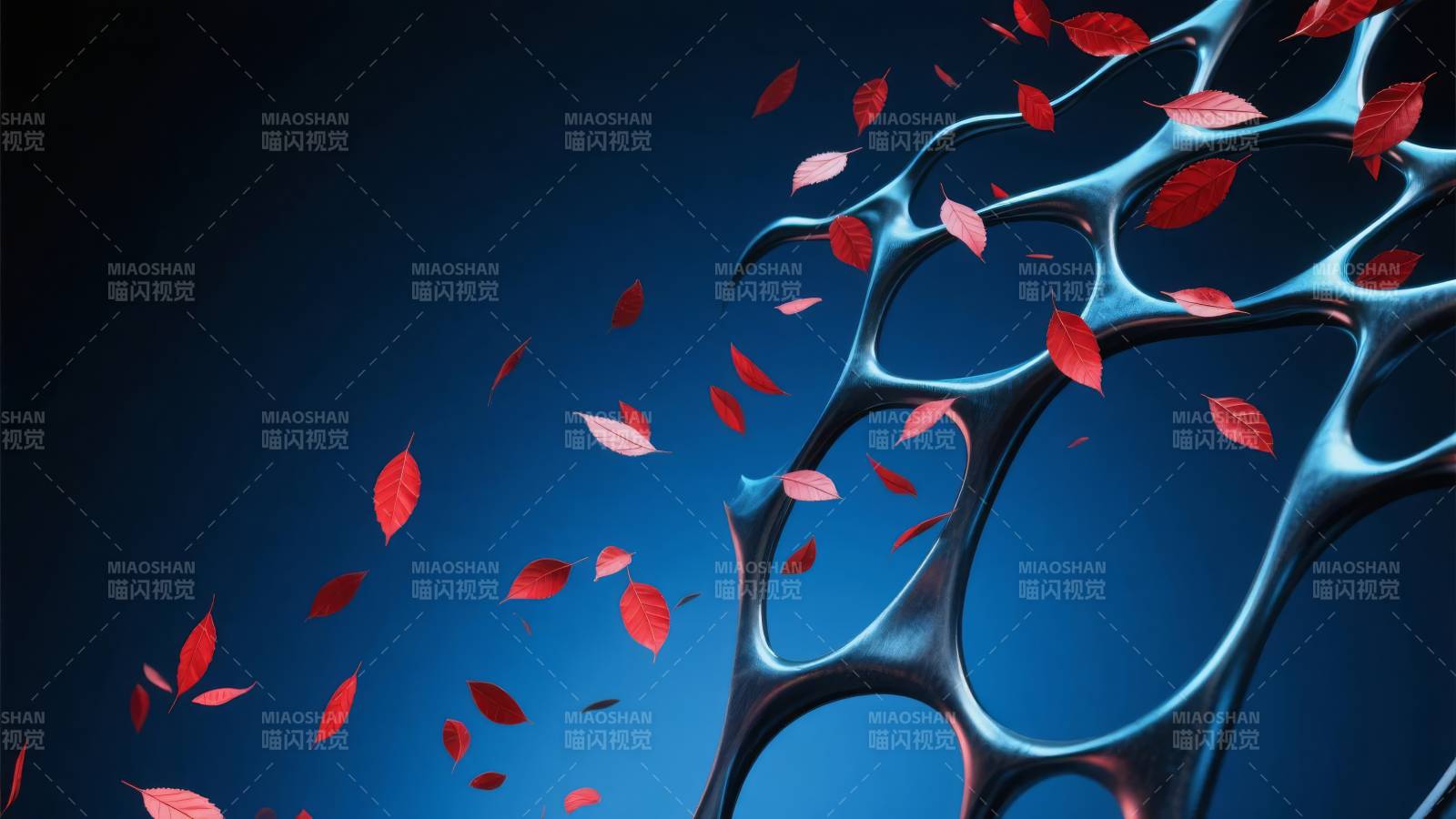 红叶飘舞的蓝网图片