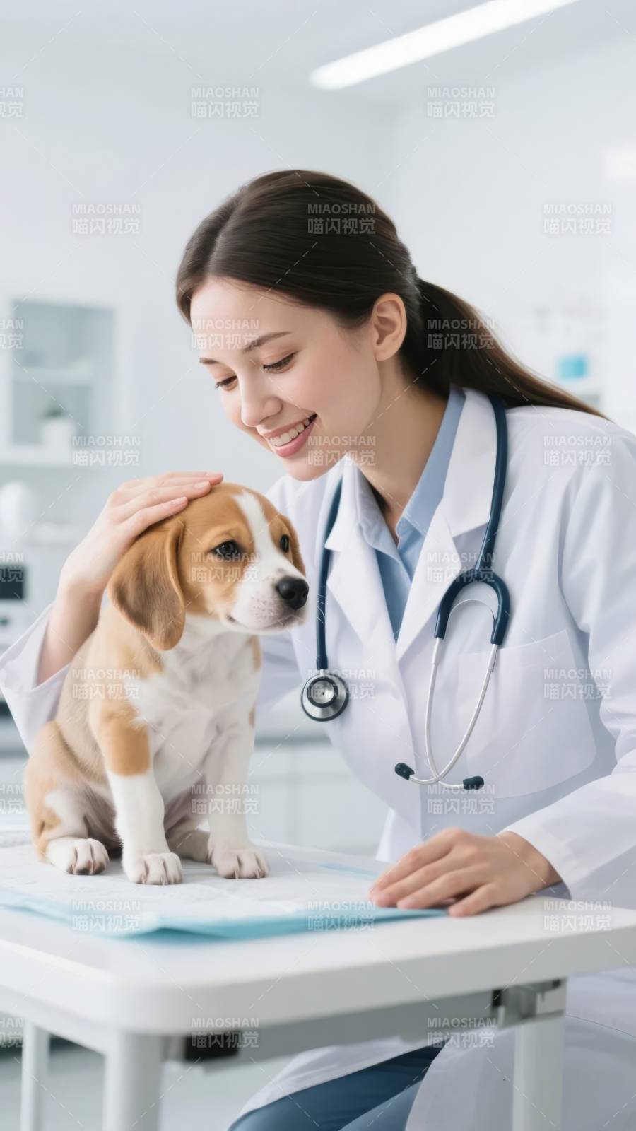 兽医温柔抚慰小狗图片
