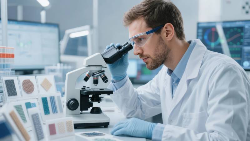 实验室科研人员观察样本图片