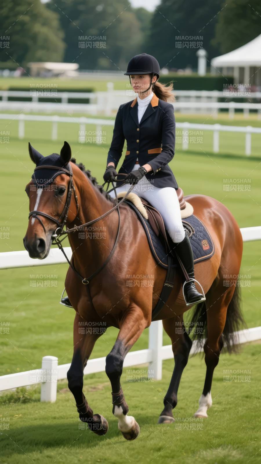 优雅骑手驰骋赛场图片