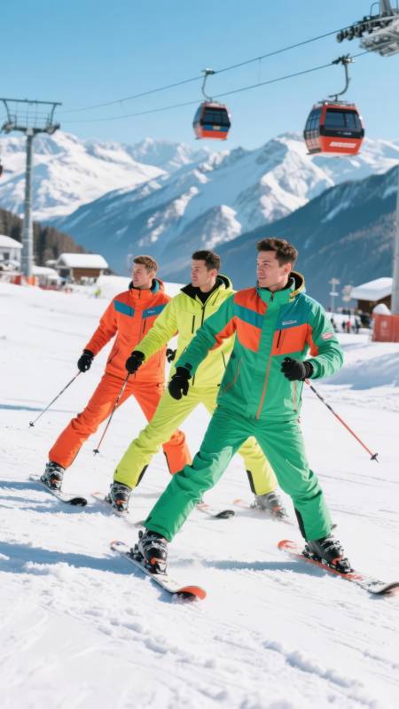 雪山滑雪三人行图片