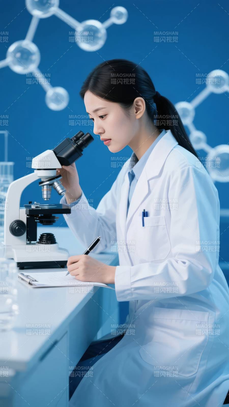 科研人员显微观察图片