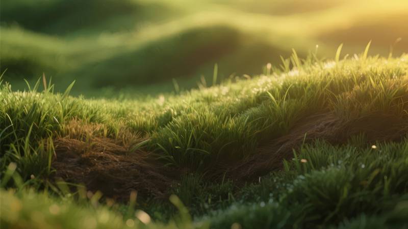 晨光中的青草坡图片