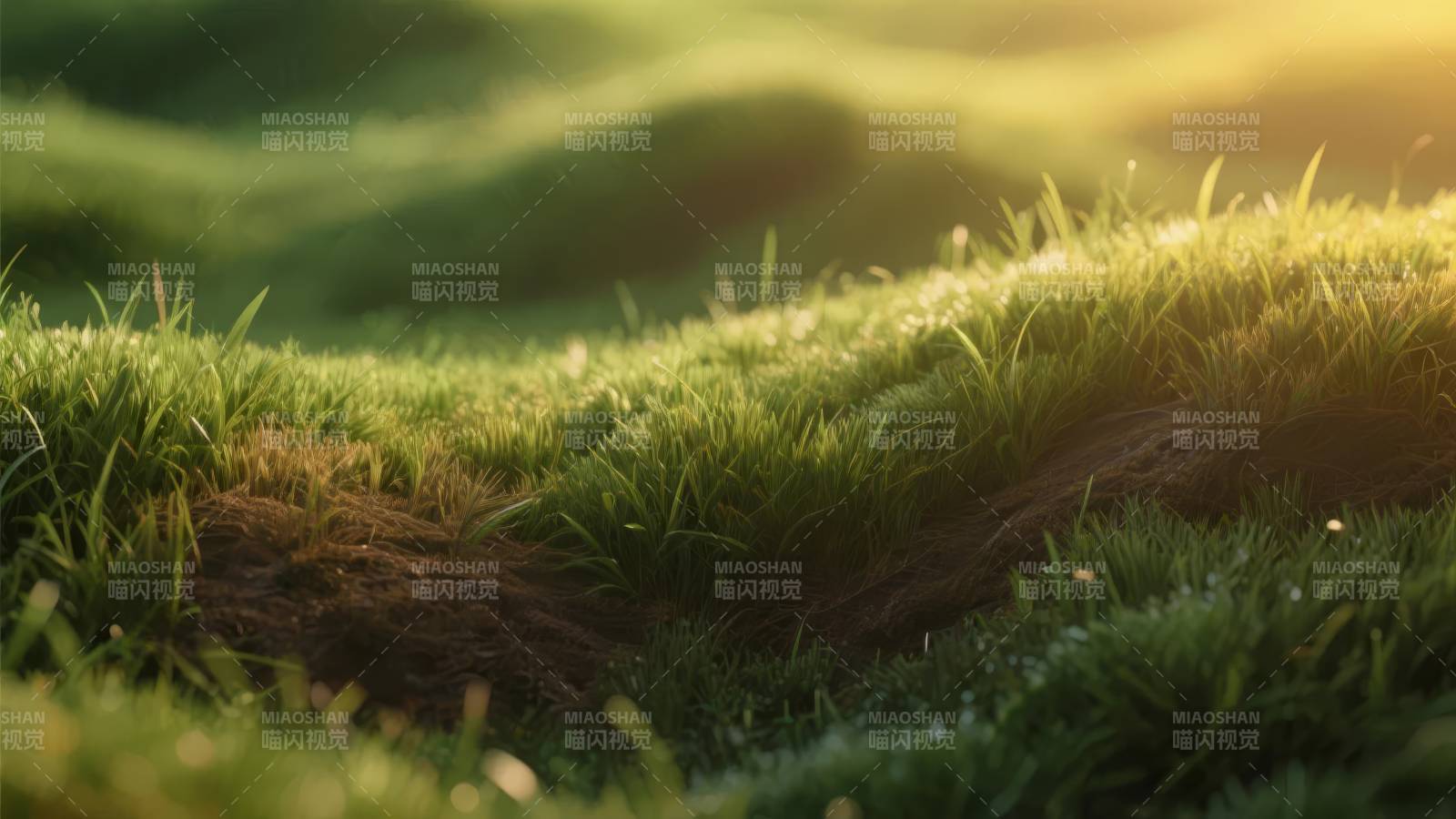 晨光中的青草坡图片