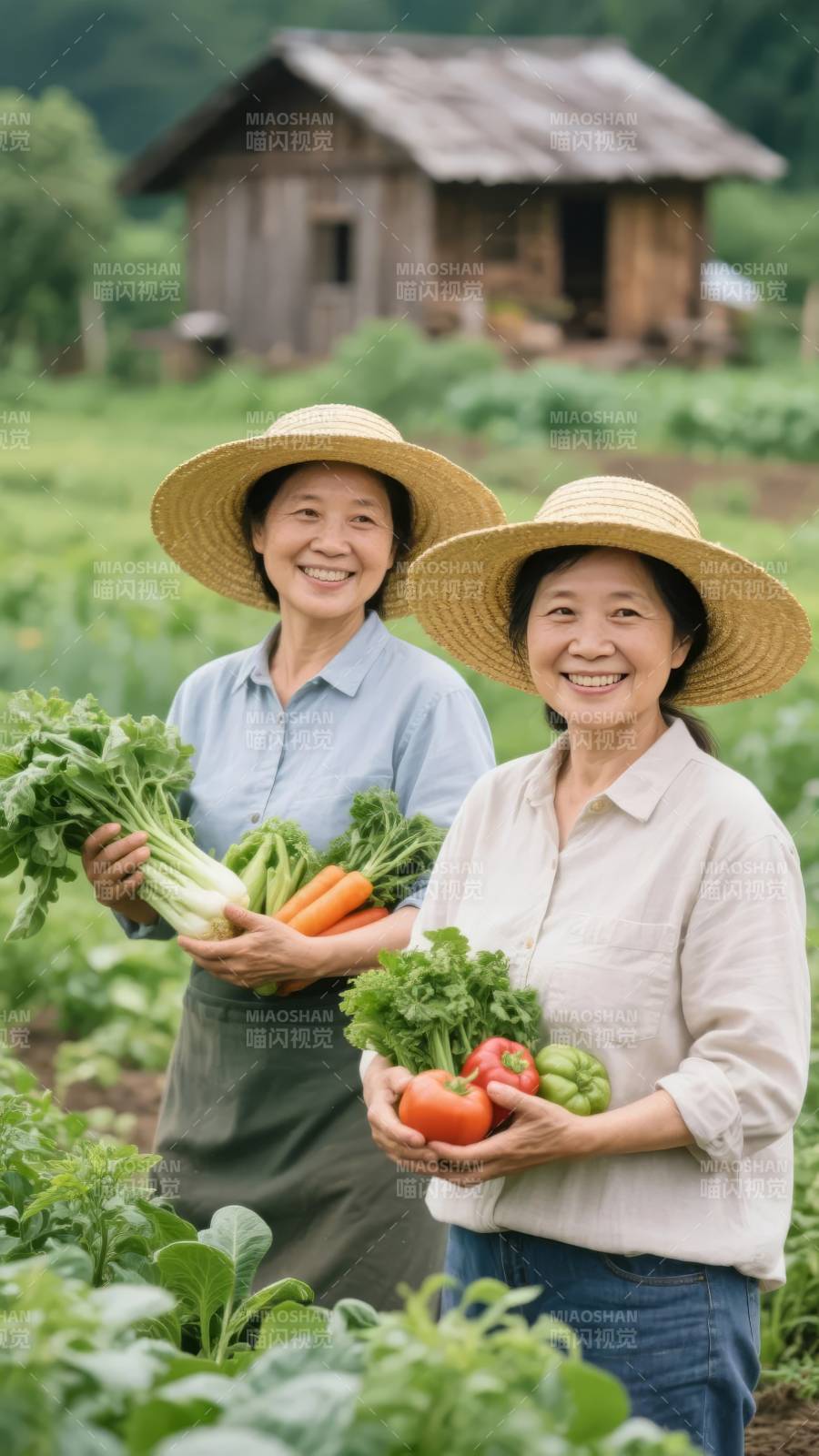 田园丰收笑颜图片