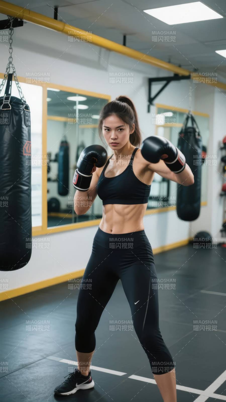 拳击女孩健身房训练图片