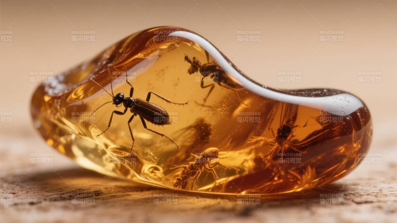 琥珀中的昆虫图片