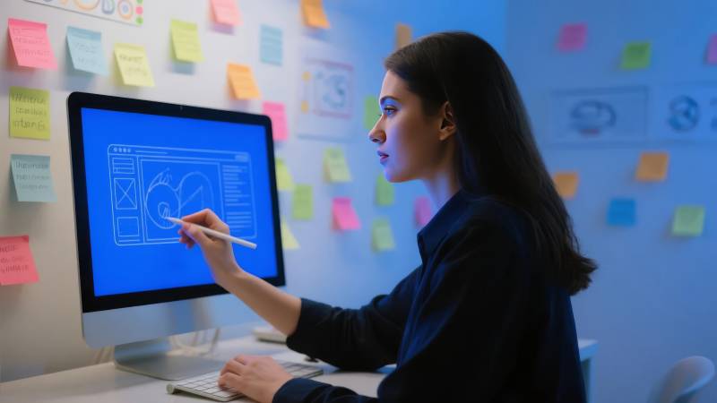 设计师专注绘图图片