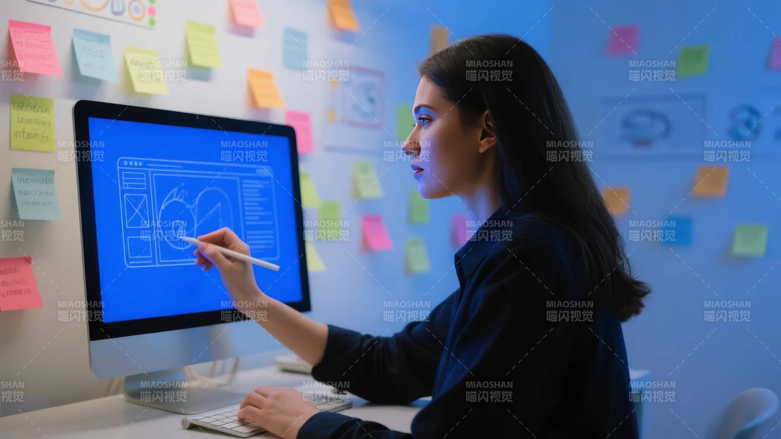 设计师专注绘图图片