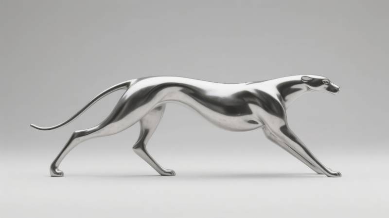 银色猎豹雕塑图片