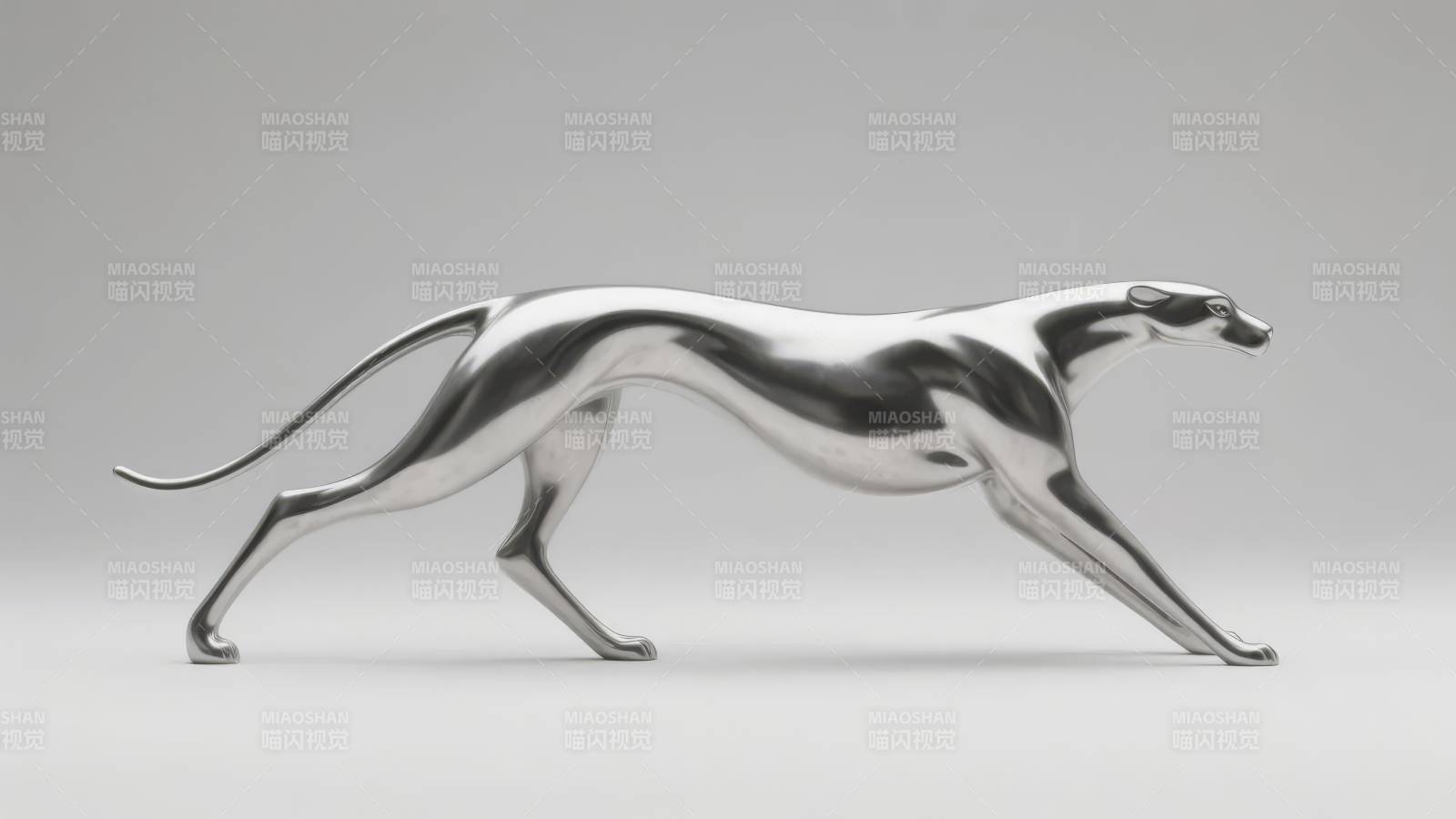 银色猎豹雕塑图片