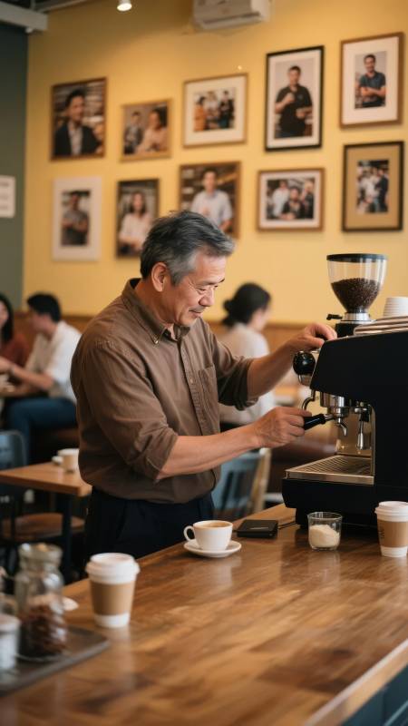 咖啡师专注冲泡图片