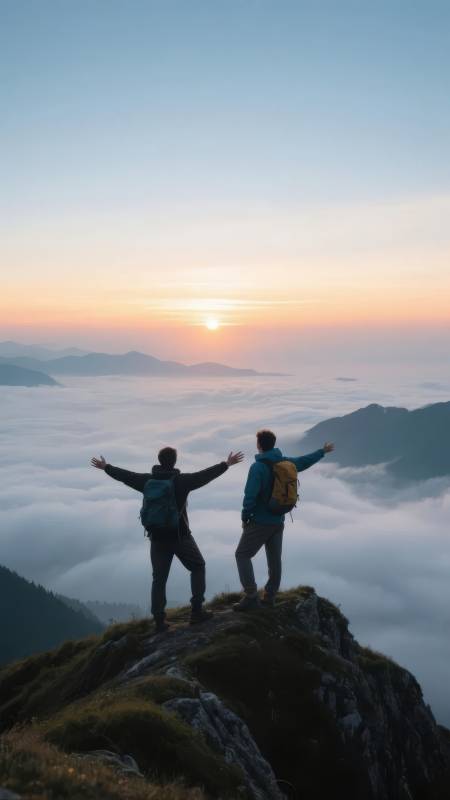 登顶望云海日出图片