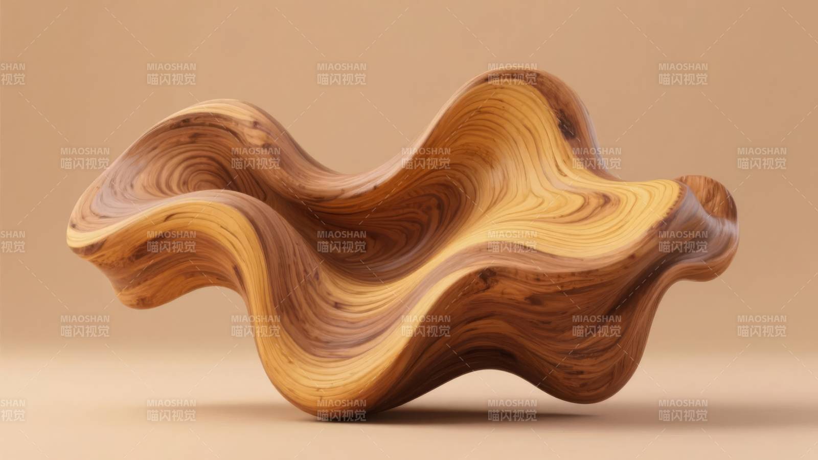 木纹波浪雕塑图片