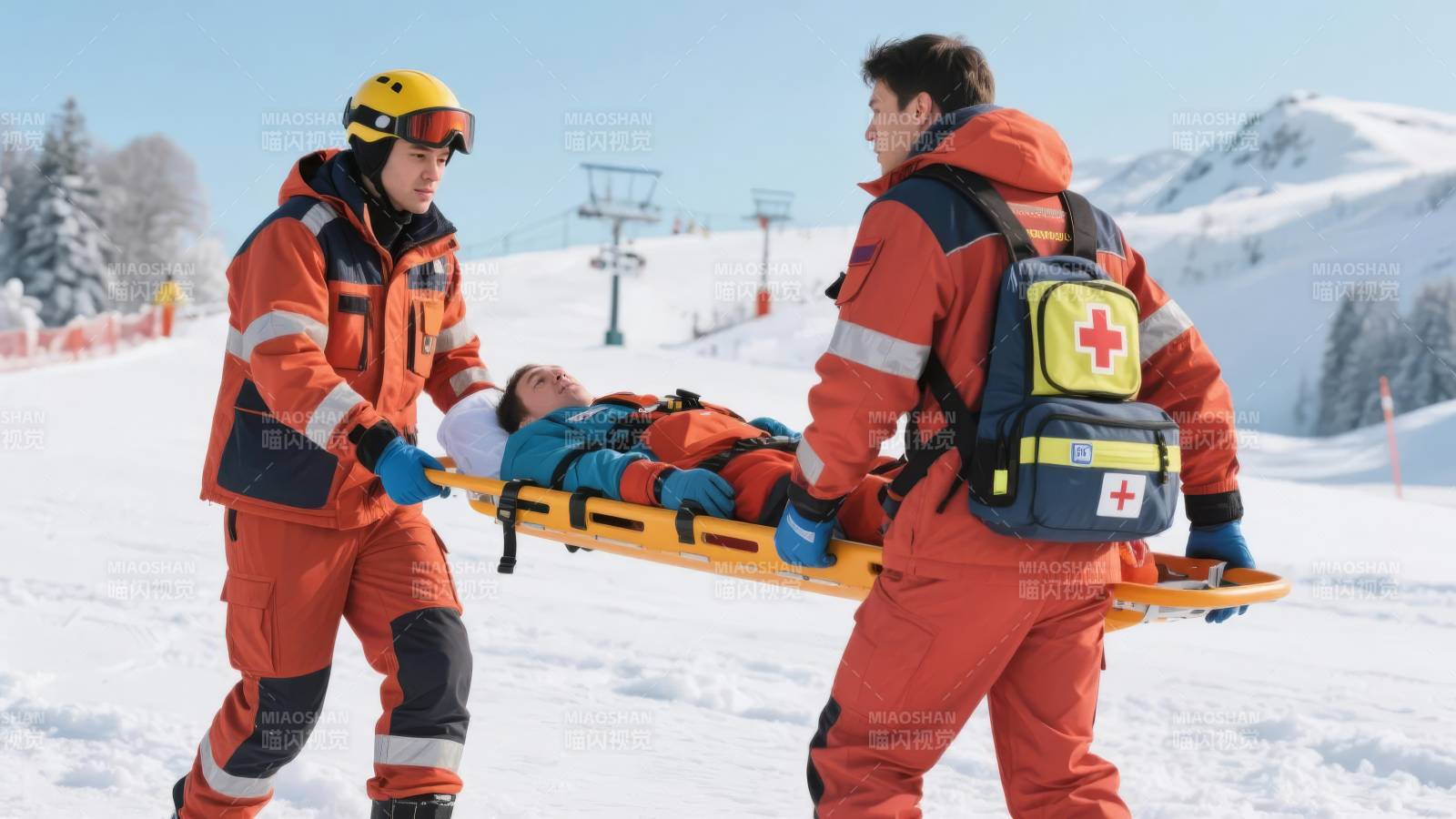 滑雪救援现场图片