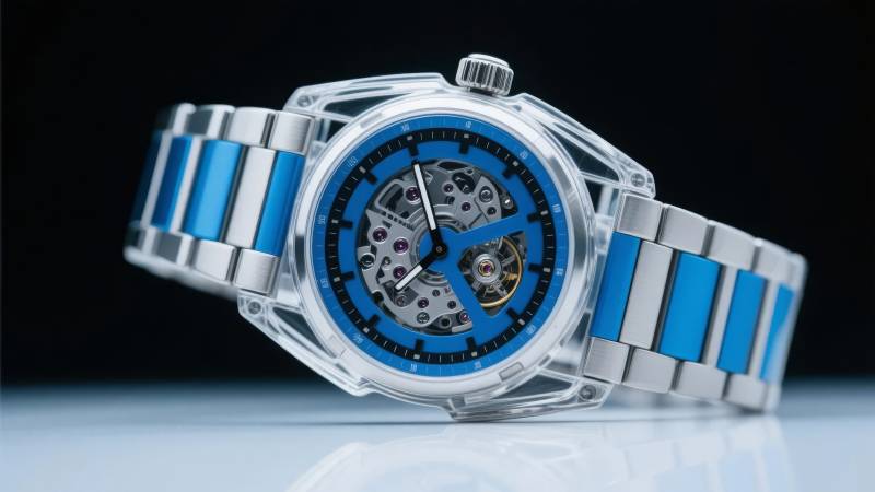 透明机械腕表图片