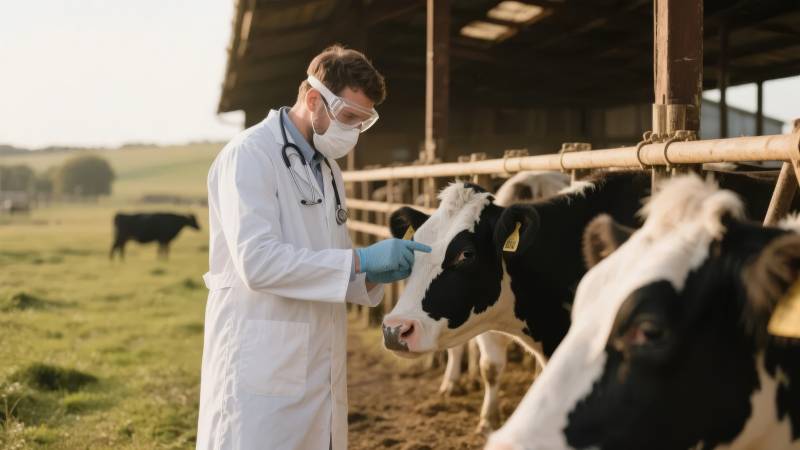 兽医检查奶牛图片