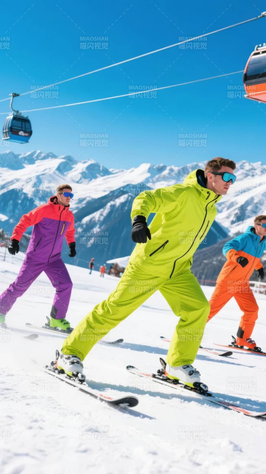 滑雪者驰骋雪原图片