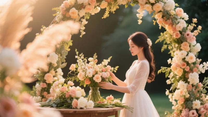 花拱下的新娘图片