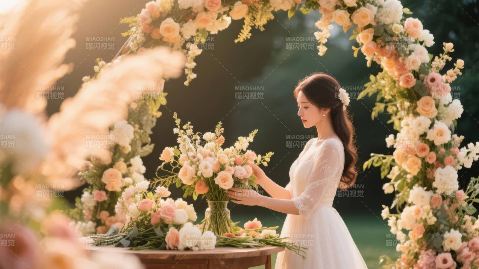 花拱下的新娘图片