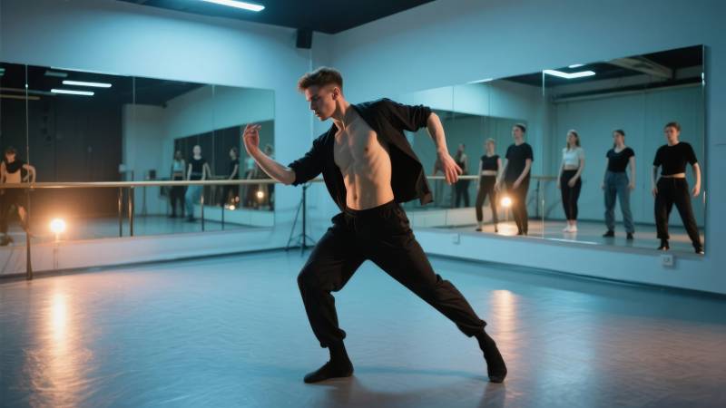 舞者在镜前练习图片