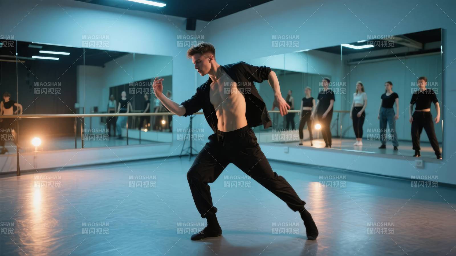 舞者在镜前练习图片