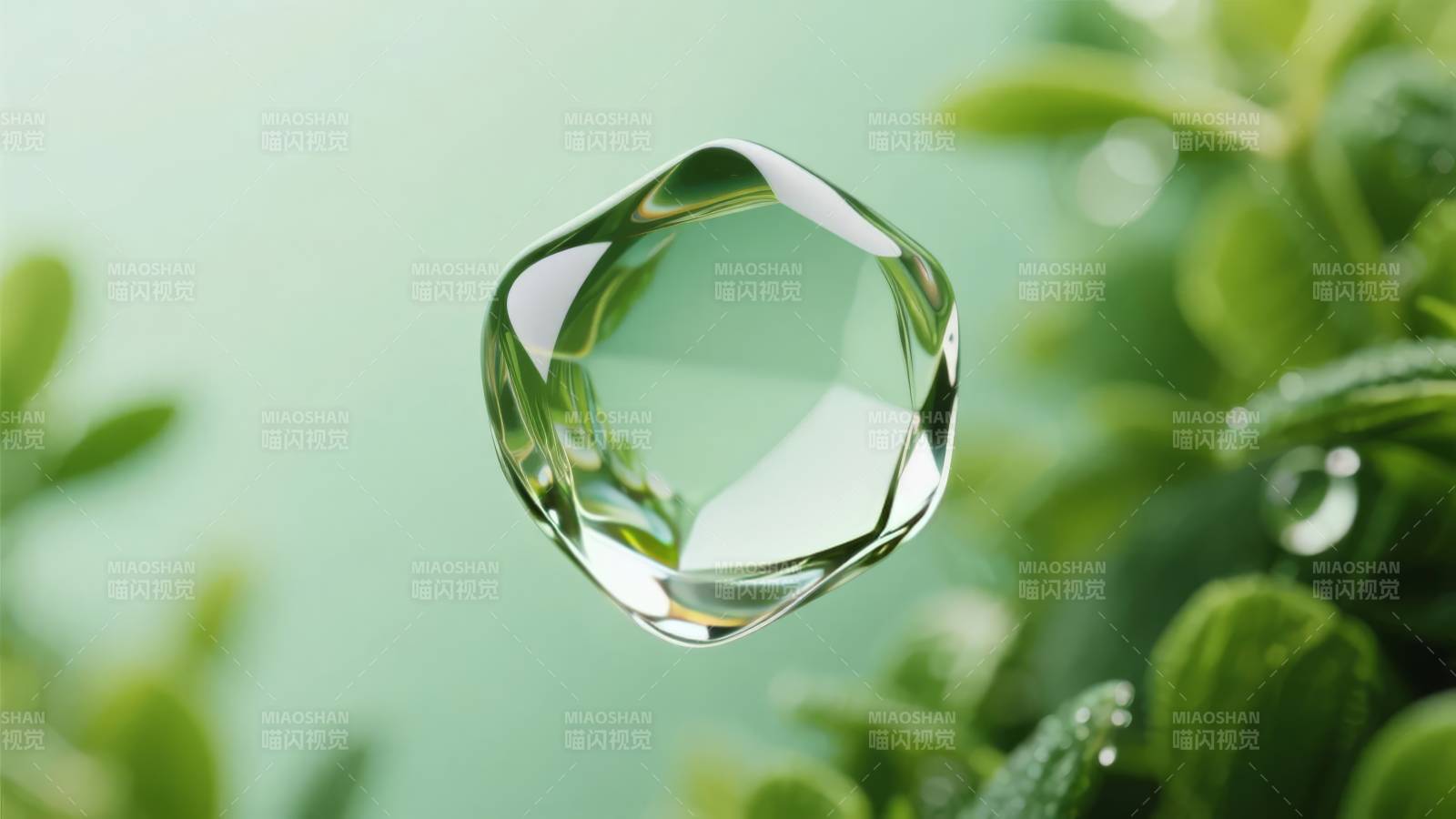 晶莹水滴悬空图片