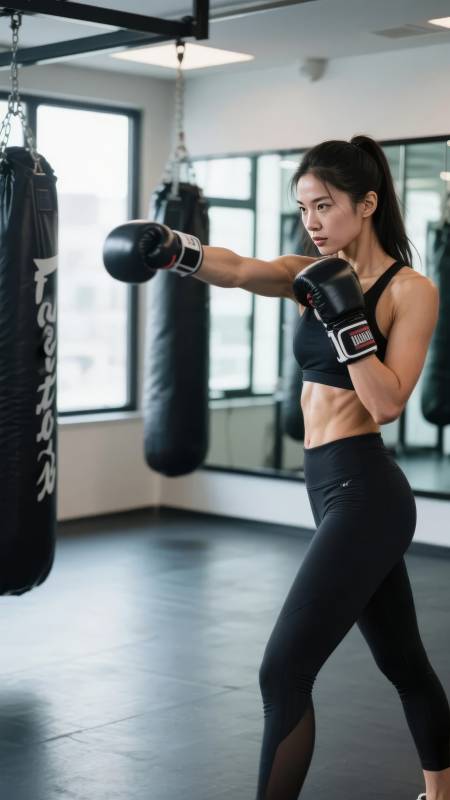 拳击训练中的她图片