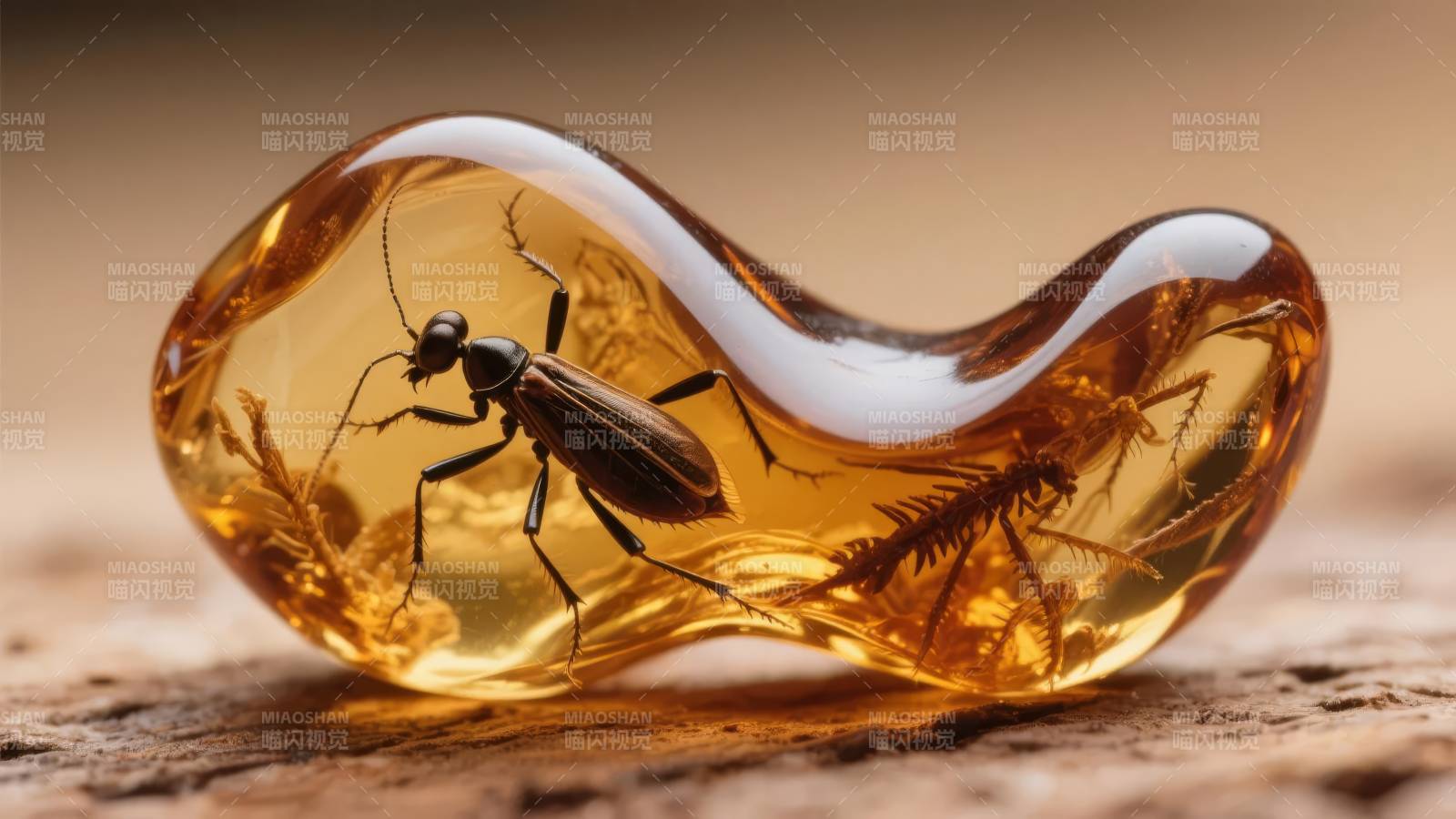 琥珀中的昆虫图片