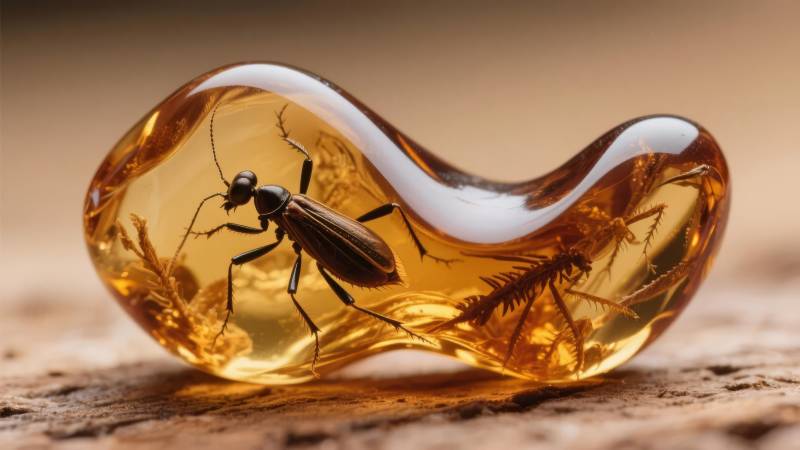 琥珀中的昆虫图片