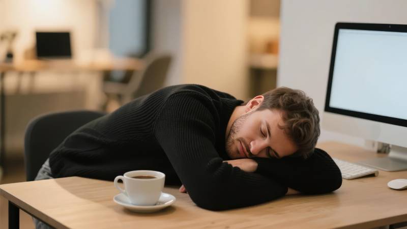 办公桌前小憩图片