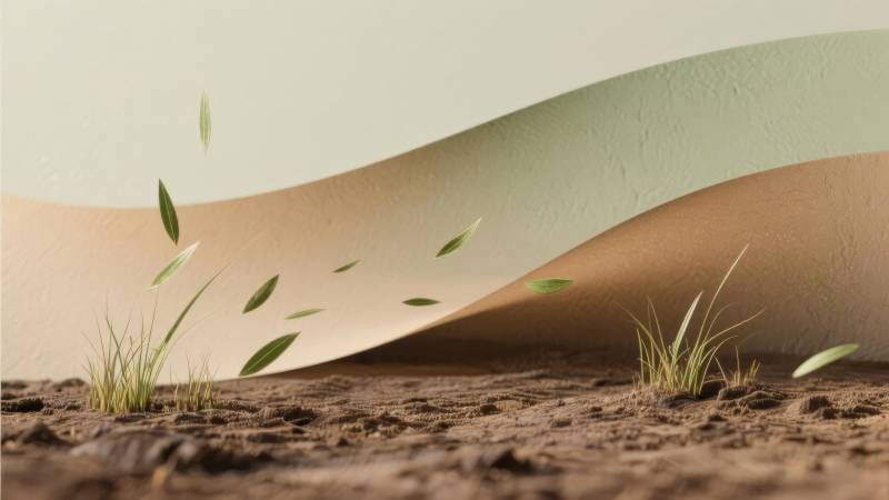 风起沙丘绿意生图片