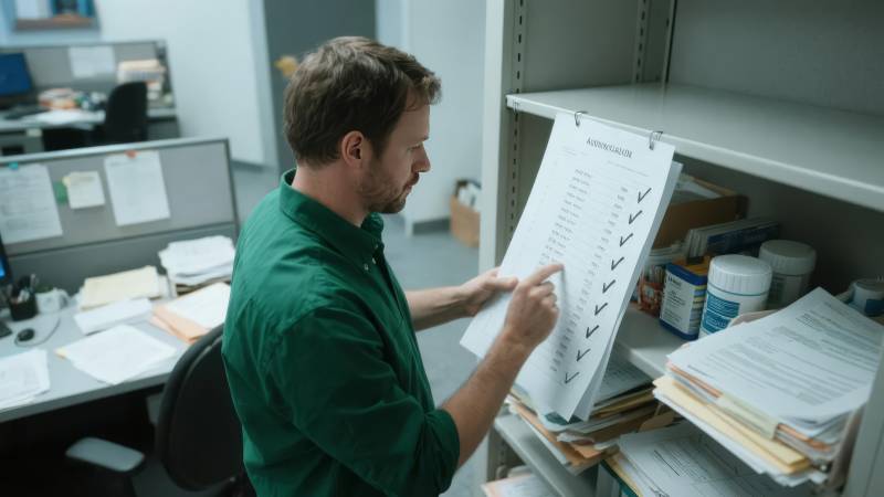 办公室里的文件检查图片