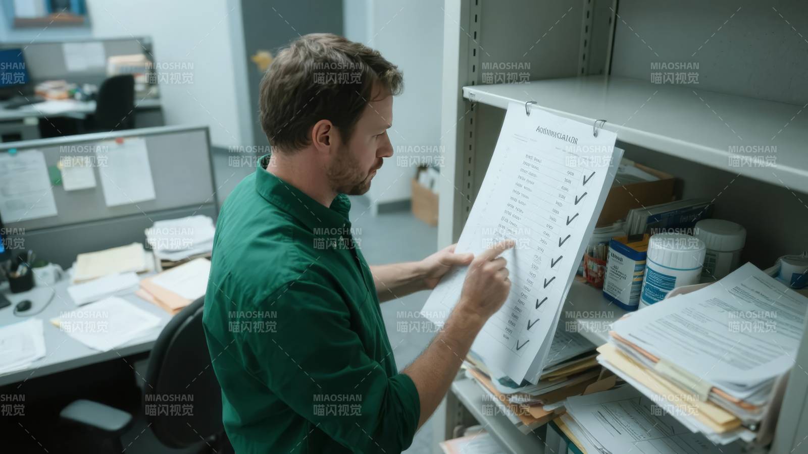 办公室里的文件检查图片