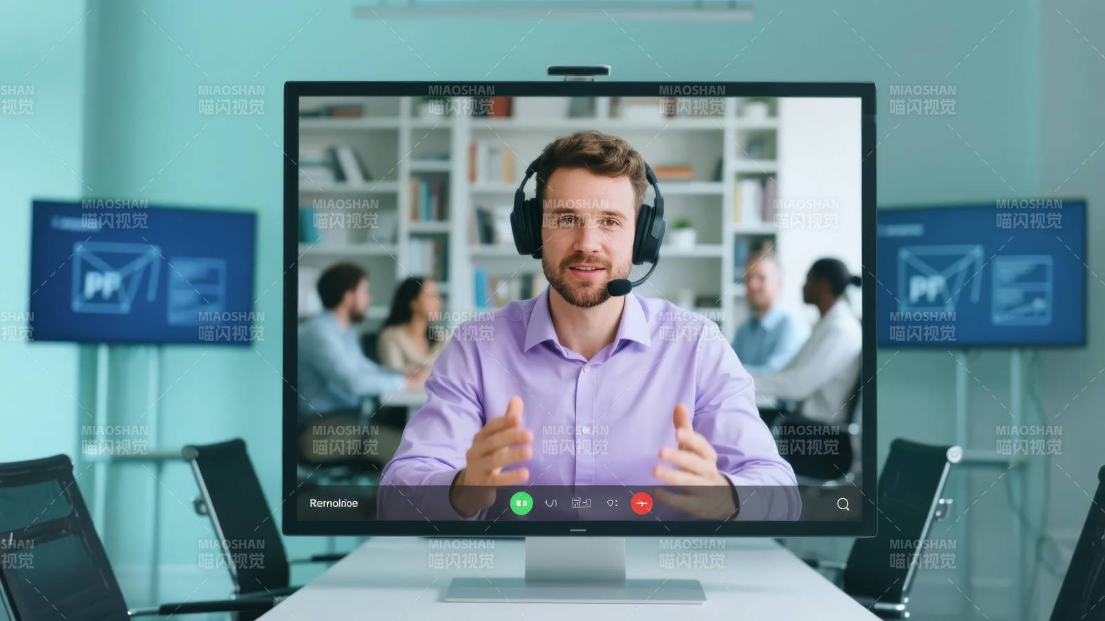 线上会议进行中图片