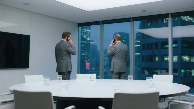 会议室里的通话时刻图片