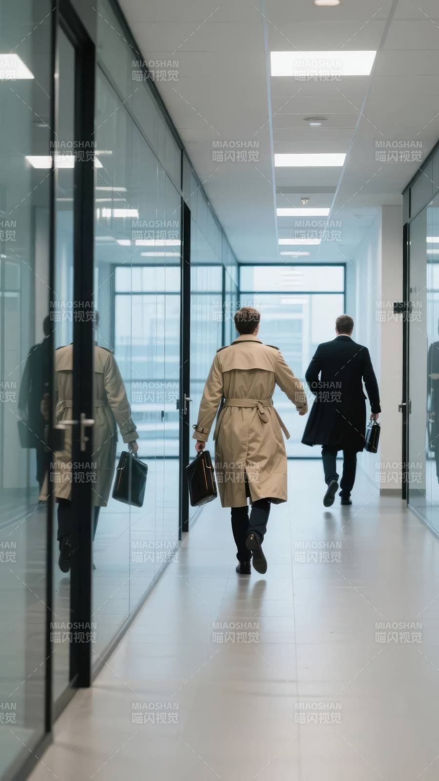 商务人士走廊前行图片