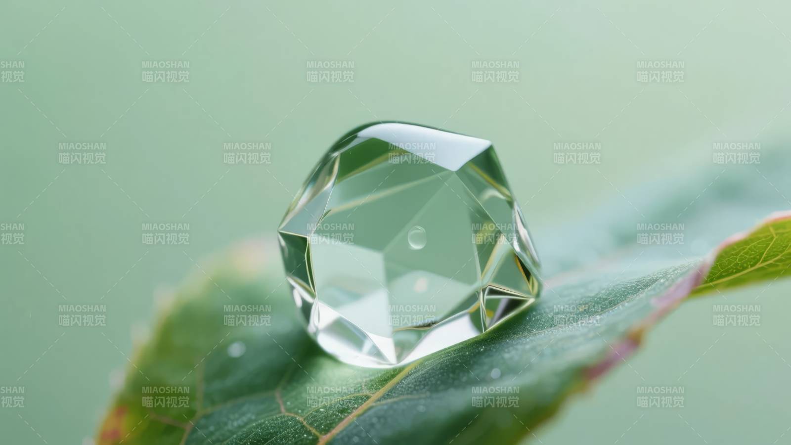 晶莹水滴叶上栖图片