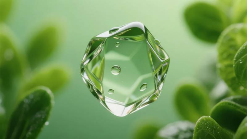 晶莹水滴绿意中图片