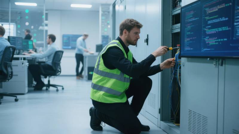 工程师检修服务器图片