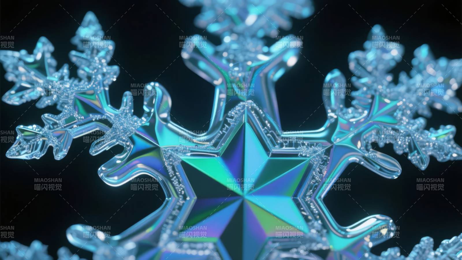 晶莹雪花绽放图片