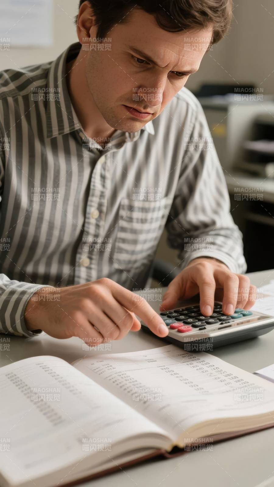 专注计算的男子图片